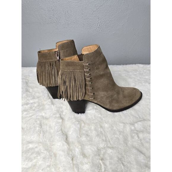 Sofft Winters Havana Brown Ankle Bootie Western Fringe Suede Leather 8 Boho - Picture 1 of 8